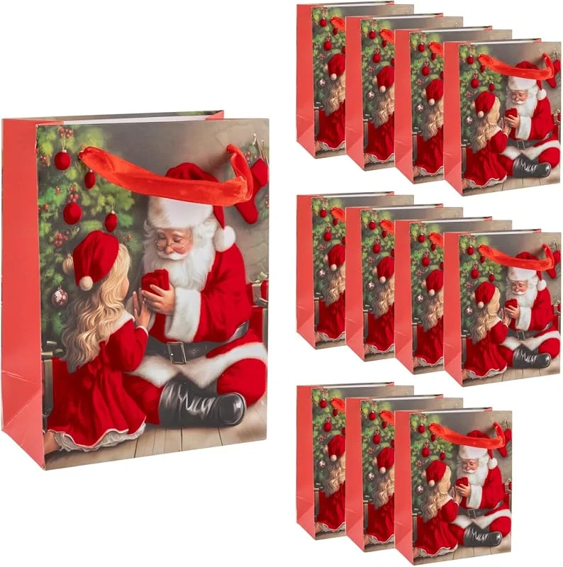 Besuche den Idena-Store Idena Geschenktüten Weihnachtsmann & Kind, 12 Stück, 12 x 16 x 6, 5 cm — Geschenkverpackung