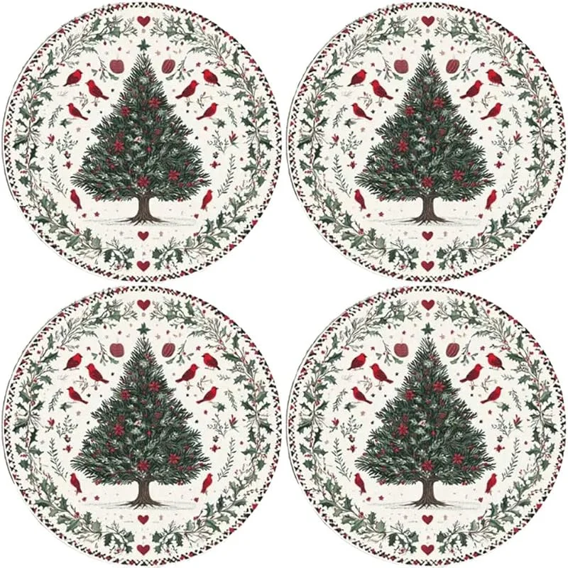 Marke: Lipfer Weihnachtliche Platzsets, Runde Platzsets (4er-Set), Platzsets Für Den Festlichen Esstisch, Vintage-tischsets Im Winterstil Für Die Tischdekoration — Küche & Haushalt