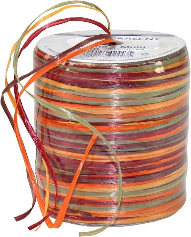 Besuche den PRÄSENT-Store PRÄSENT C.E. Pattberg Raffia-Multicolour Bastband orange-grün-braun, 50 m Geschenkband zum Einpacken, 5-strängiges Bastelband für Geschenke, Zubehör zum Dekorieren & Basteln — Geschenkverpackung