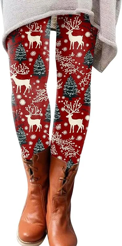 Marke: Générique Damen-Leggings, Weihnachtshose, bedruckt, Hip, hohe elastische Hose, dick, schöne Hip-Hose, Yoga, Eng, Sport, Jogging, Leggings, lang, Sport, Yogahose, Kleidung, Sportbekleidung, 33-Multi, Small — Weihnachtsmode