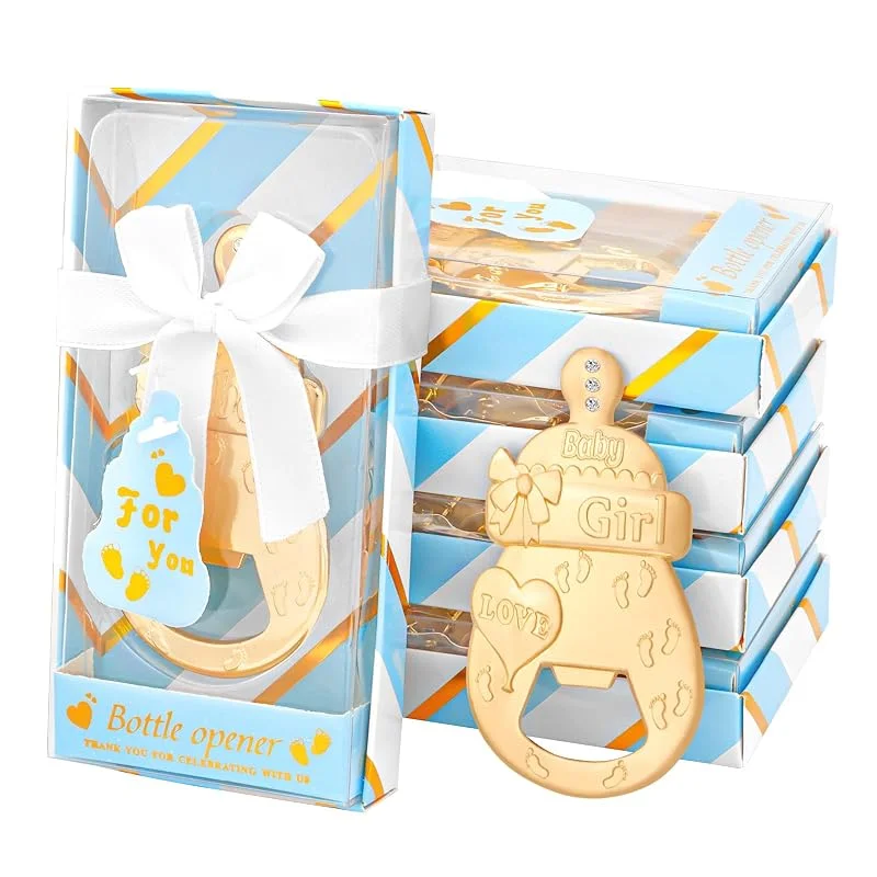 QonmpcvuFormat:Haushaltswaren 24 Stück Baby-Flaschenöffner Gastgeschenke Babyparty Gastgeschenke Baby Boy Shower Geschenke Dekorationen Souvenirs für Gäste (blau, 24) — Wein und Festtafel