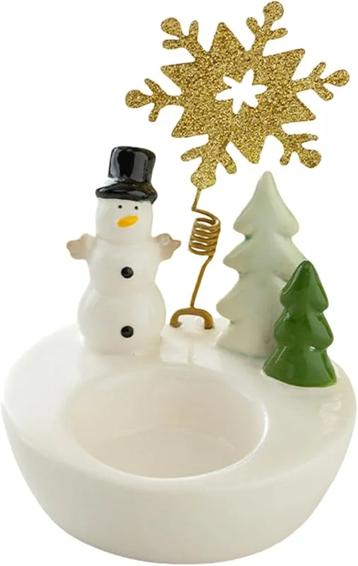 Marke: Generic Weihnachts-Kerzenhalter - Niedliche Keramik Heimdekoration, Teelichthalter Weihnachten Mittelstück - Für Party Wohnzimmer Schlafzimmer Küche Büro Schreibtisch Hochzeit Feiertage — Advent und Tisch