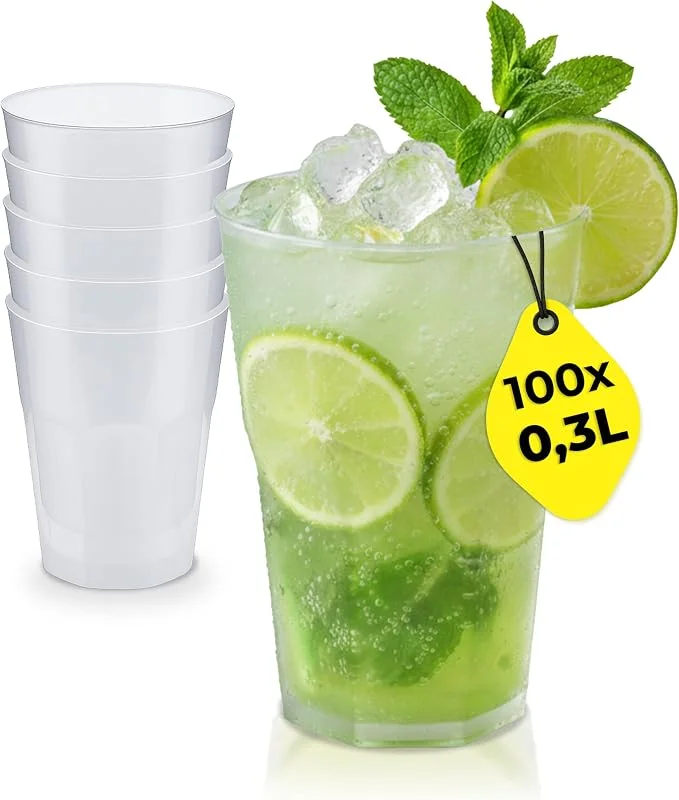Besuche den Silverkitchen-Store 100x Cocktailbecher 0, 3 L – Cocktailgläser aus Plastik — Küche & Haushalt
