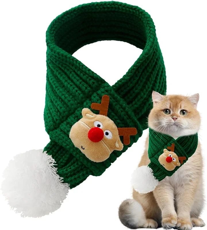 Marke: Gitekain Hund Weihnachtsschal Warmer Waschbarer Gestrickter Weihnachts-Nackenwärmer — Weihnachtsmode