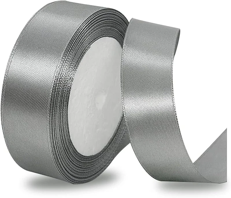 Marke: IMSOLDECOR Satinband Grau 25mm, 23m Geschenkband für Geschenkverpackungen