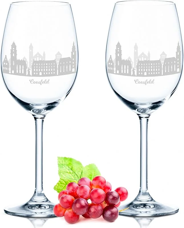 Besuche den GRAVURZEILE-Store GRAVURZEILE Weingläser mit Gravur - Skyline Coesfeld im Set - Hochwertige 360° Lasergravur - schönes Geschenk als Andenken, Souvenir oder für Sammler & Weingenießer zum Geburtstag — Wein und Festtafel