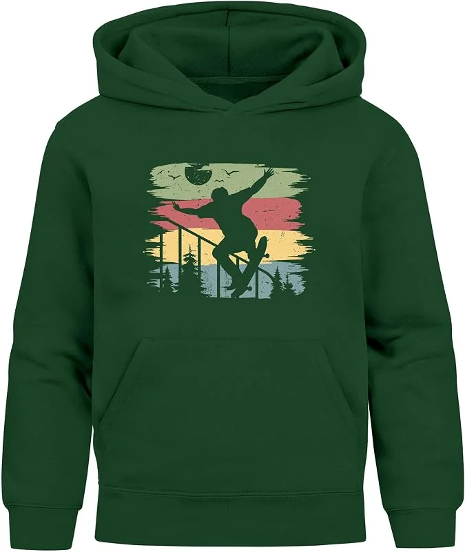 Besuche den MoonWorks-Store MoonWorks® Kinder Hoodie Jungen Mädchen Skateboard Retro Skater Pullover Streetwear Kapuzenpullover Geschenk Skateboardfans — Weihnachtsmode