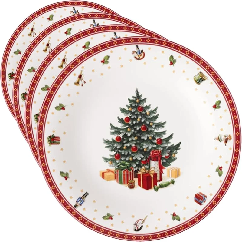 Villeroy & Boch – Toy's Delight Specials Platzteller Bunt, Spülmaschinenfest, Mikrowellensicher, Großer Teller, Geschirr, Weihnachtsgeschirr Toys, Servierteller, Premium Porzellan (Packung mit 4) — Advent und Tisch