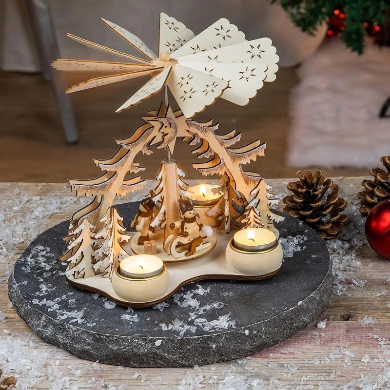 Marke: Benelando Weihnachtspyramide Holz Teelichter Holzpyramide Weihnachten Krippe Pyramide — Weihnachtsdeko