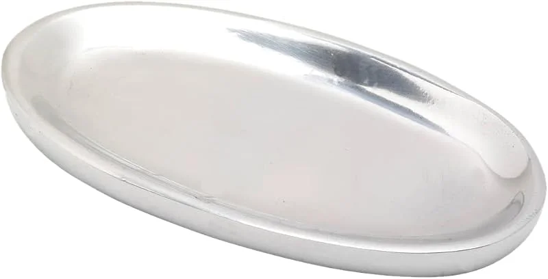 Besuche den NKlaus-Store NKlaus ovaler Kerzenteller 12 x 6 cm aus Aluminium, Silber, poliert — Kerzenlicht Abendessen