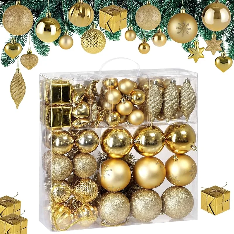 Besuche den Deuba-Store DEUBA® Weihnachtskugeln 103tlg Christbaumschmuck Kunststoff Gold — Weihnachtsdeko