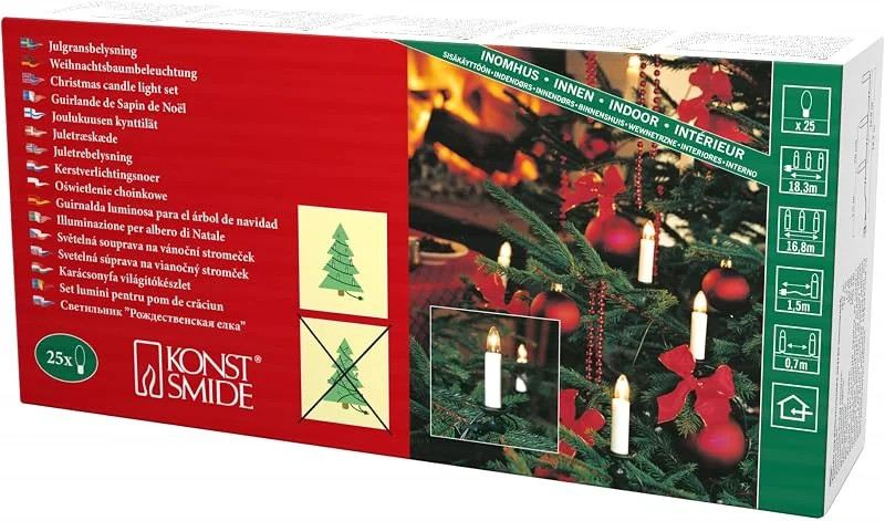 Besuche den Konstsmide-Store Konstsmide Baumkette, Topbirnen, One String, 25 klare Birnen, 230V, Innen, grünes Kabel - 1190-000 — Weihnachtsbeleuchtung