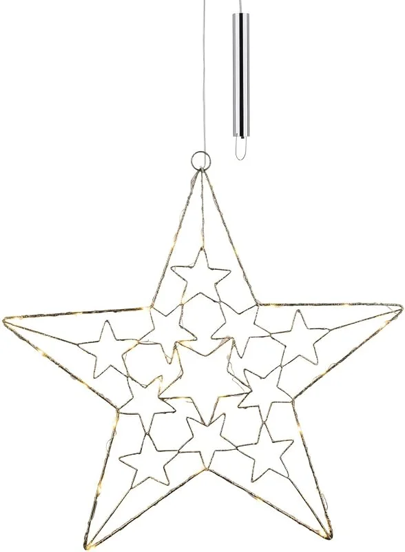 Besuche den Spetebo-Store Spetebo LED Metall Weihnachtsstern Silber - 50 cm — Weihnachtsdeko