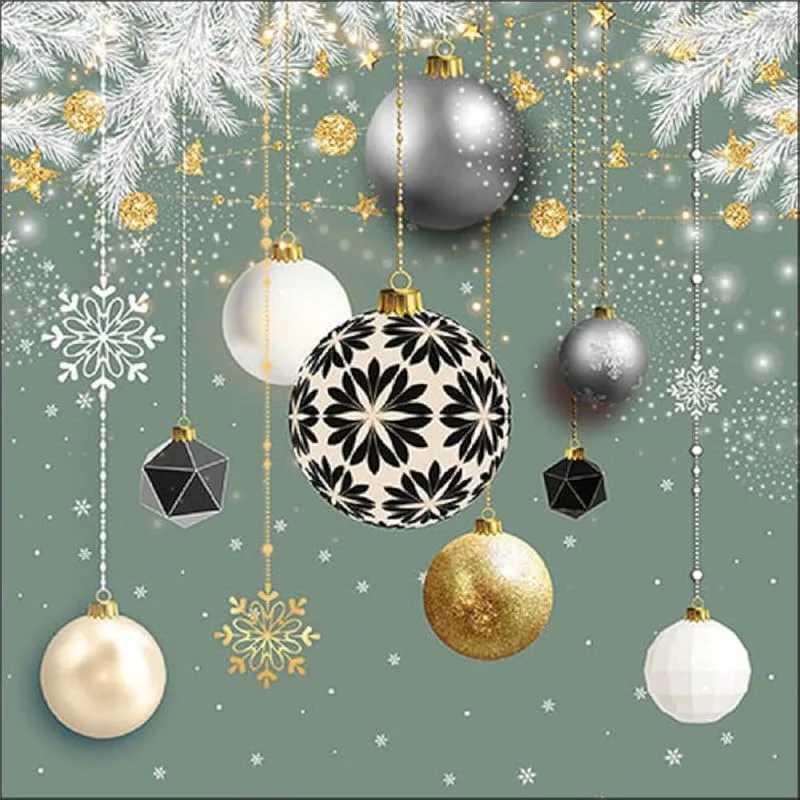 Besuche den Ambiente-Store Ambiente 20 Stück Weihnachtskugeln Salbei Papierservietten Tischdekorationen Weihnachten Festlich Traditionell 33 cm x 33 cm 3-lagig — Advent und Tisch