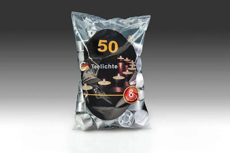 Besuche den Jasper's-Store Jasper's Fall of 12 x Beutel 50 Stück, 8 Stunden Teelichter, Lange Brenndauer, Bulk kaufen Weiß — Kerzenlicht Abendessen