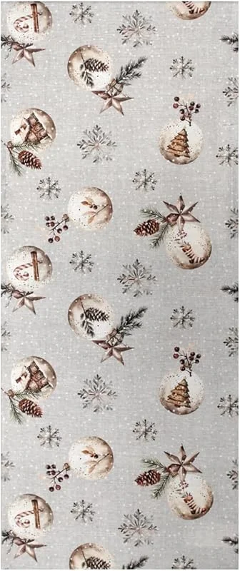 Marke: HOME WOHNIDEEN TISCHLÄUFER Weihnachten DEKOSTOFF Bedruckt Feliz Navidad, Farbe GRAU, 140 X 40 cm — Küche & Haushalt