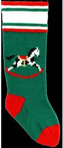 Marke: DooLallies Christmas Stockings Kits DooLallies Weihnachtsstrumpf-Set zum Stricken, Schaukelpferd, Grün — Weihnachtsdeko