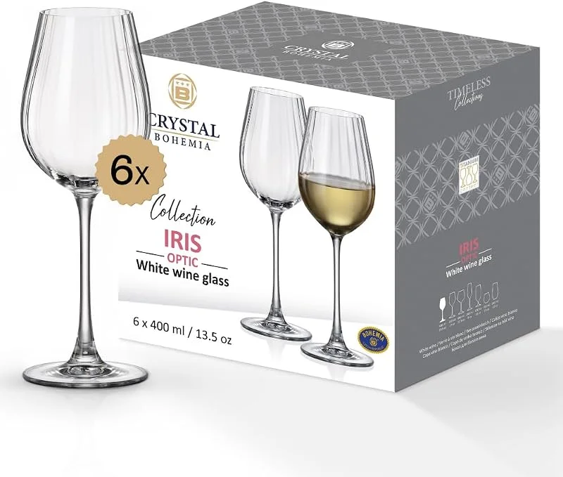 Besuche den CRYSTAL BOHEMIA-Store CRYSTAL BOHEMIA Weißweingläser - 6er Set, je 400 ml, spülmaschinenfest, langlebig & kratzfest - Elegante Gläser aus Kristallglas - Ideal als Geschenk für Weinliebhaber — Wein und Festtafel