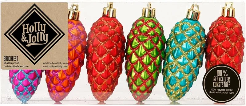 Marke: Holly & Jolly Holly & Jolly - Weihnachtsbaumschmuck Tannenzapfen Mille Fiori, 6 Stück — Weihnachtsdeko
