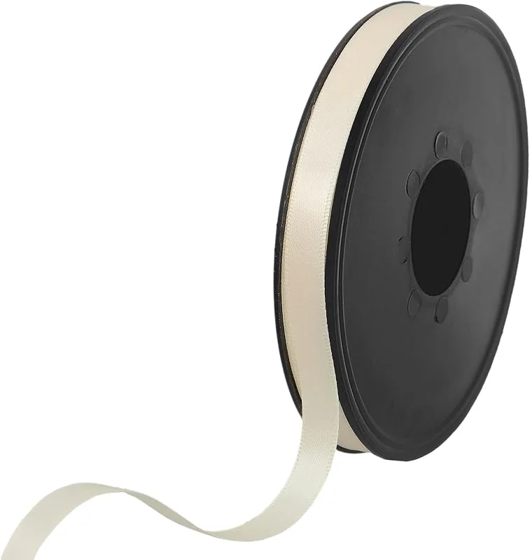 Besuche den Les Petits Rubans-Store Doppelseitiges Satinband aus 100% Polyester für Hochzeiten, Geschenkverpackungen, Blumenarrangements, Kunsthandwerk, Kuchen, Schleifen, Verzierungen, 9 mm x 25 m, Creme