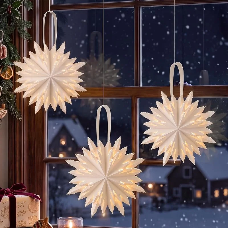 Marke: Verdego Verdego 3 Stück Weihnachtsstern Beleuchtet, Papiersterne 45cm, Weiß — Weihnachtsdeko