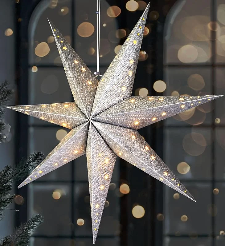 Besuche den BRUBAKER-Store BRUBAKER LED Weihnachtsstern zum Aufhängen - 60 cm Papierstern — Weihnachtsdeko
