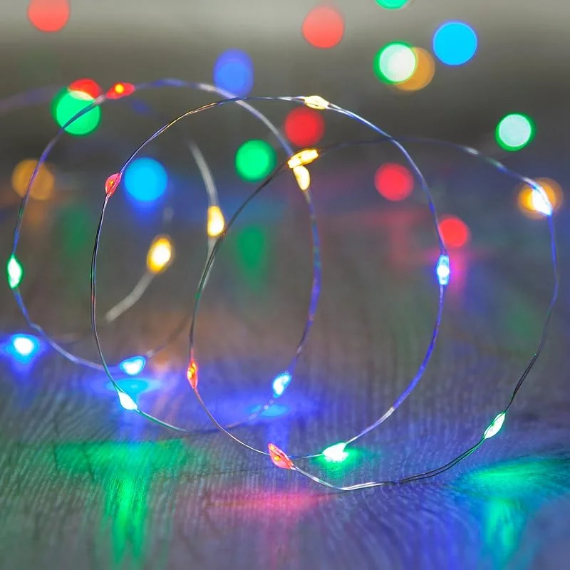 Besuche den Lights4fun-Store Lights4fun 2 x 20er LED Draht Micro Lichterkette bunt Batteriebetrieb — Weihnachtsbeleuchtung