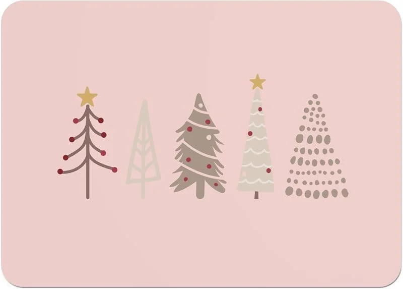 Marke: Fabulous Set aus flexiblen Tischsets aus Kork Untersetzer Rosa - Weihnachtsbäume Winter Geschenk Weihnachtsmann - Großformat 39, 5 x 28, 5 cm — Küche & Haushalt