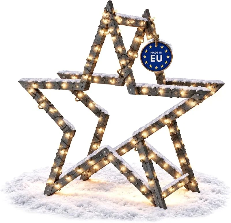 Besuche den MODO24-Store MODO24 Weihnachtsstern Außen groß [EXTRA HARMONISCH] - Holzstern groß FSC — Weihnachtsdeko