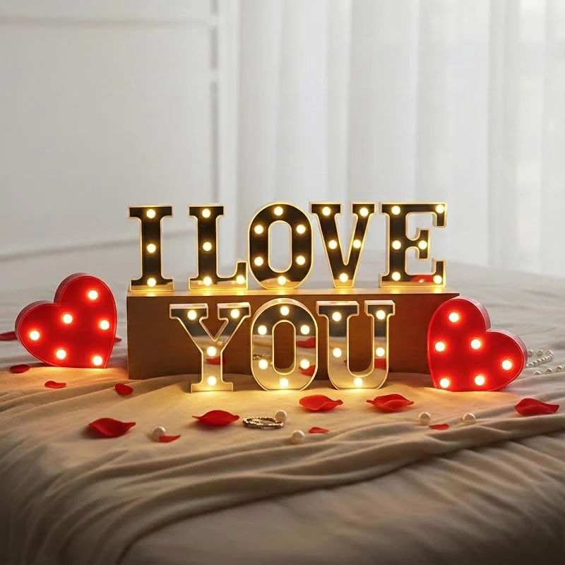 Marke: U2KEERE Schild mit Aufschrift "I Love You", Herz-Dekoration für Jahrestag — Kerzenlicht Abendessen