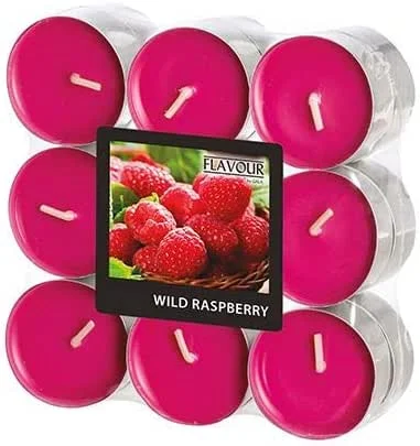 Marke: GALA GALA "Flavour by Duftlichte Ø 37, 5 mm, 16, 6 mm weinrot - Wild Raspberry 96915 Duftkerzen Teelichter Duft-Teelichter, 18 Stück — Kerzenlicht Abendessen