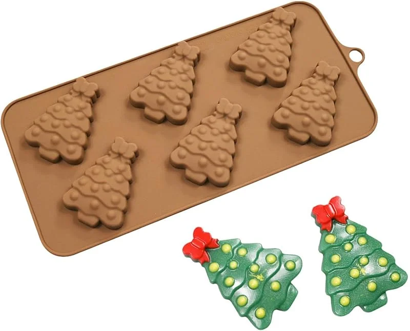 Marke: Generisch Weihnachtsbaumformen aus Silikon 6 Mulden Fondant Kuchen Dekoration — Weihnachtskueche