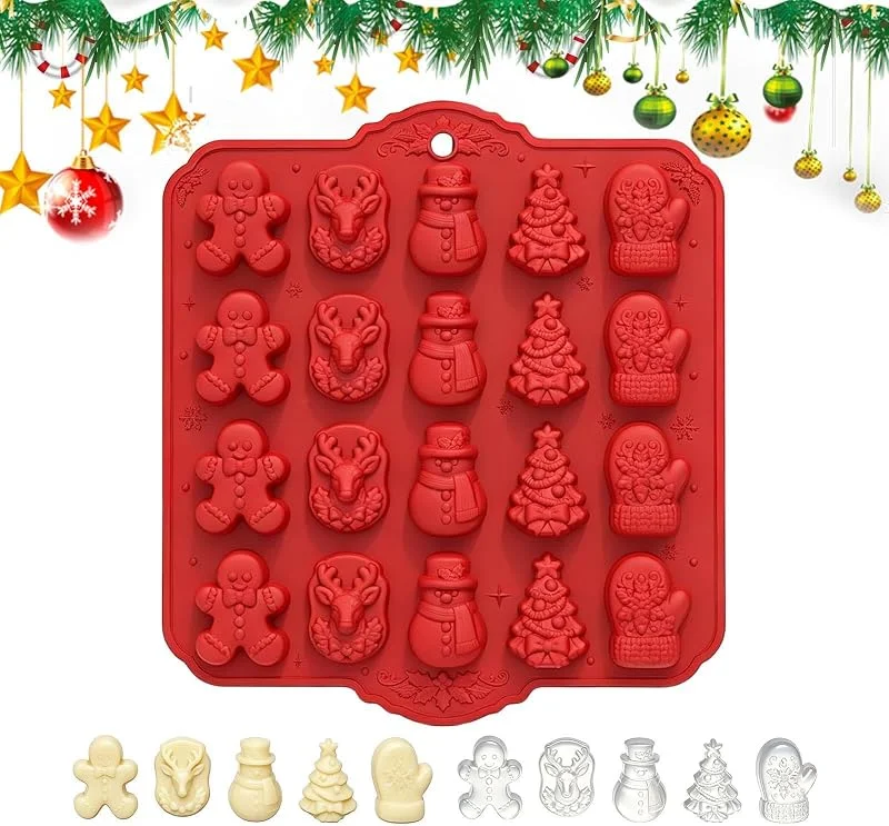 Marke: Generisch Weihnachts-Silikonformen, 20 Fächer, lebensmittelecht, leicht zu lösen — Weihnachtskueche
