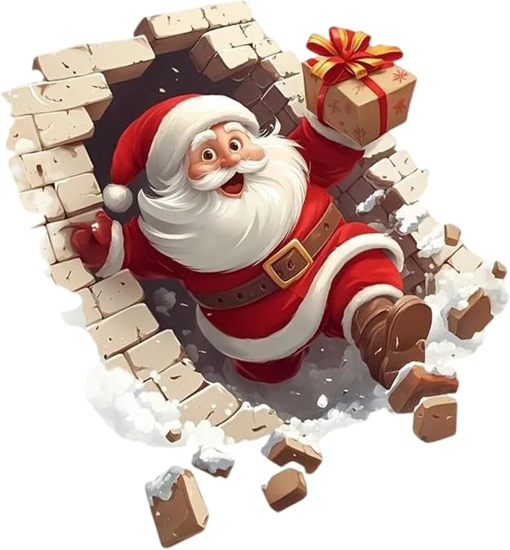 Marke: Wiffe 1 Blatt 3D Weihnachtsaufkleber Weihnachten Weihnachtsmänner Wandaufkleber Abnehmbarer Wandaufkleber Kunstdekore Geschenk für Frauen Männer Kunst — Geschenkverpackung