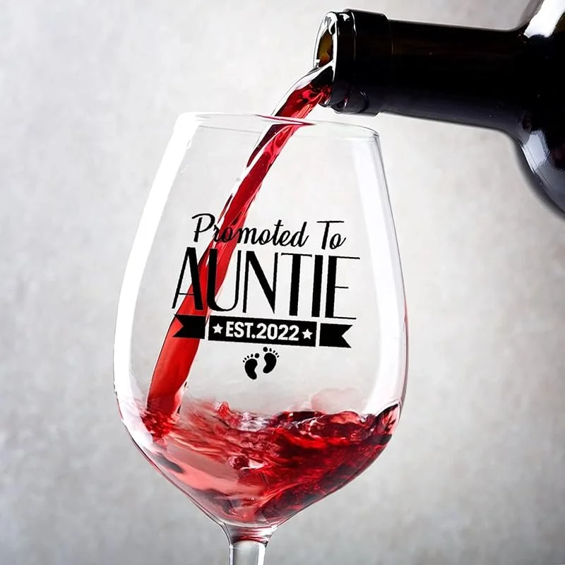 Marke: Rimego Rotweingläser 2er-Set, Promoted to Auntie Rotweinglas 325 ml, individuelle Weingeschenke für Frauen und Männer zum Geburtstag, Weihnachten und besonderen Anlässen — Wein und Festtafel