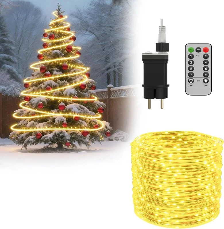 Besuche den UISEBRT-Store UISEBRT LED Lichterschlauch mit Fernbedienung, 10M Warmweiß 100 LEDS, IP44 — Weihnachtsbeleuchtung
