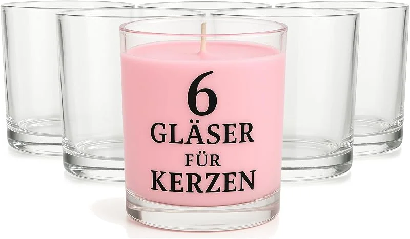 Besuche den Glasmark KROSNO 1992-Store Glasmark KROSNO 1992 Kerzengläser Set 6 Stück Kerzen Gläser zum Kerzenmachen Transparent Leer DIY 180 ml, Klar — Kerzenlicht Abendessen