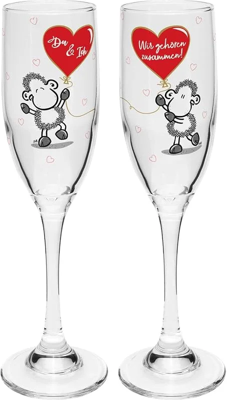 Besuche den Sheepworld-Store Sheepworld Sektglas-Set mit Motivdruck "Du & Ich", Sektgläser, 20 cl, Geschenkbox, Geschenk Hochzeit, 47881 — Geschenkverpackung