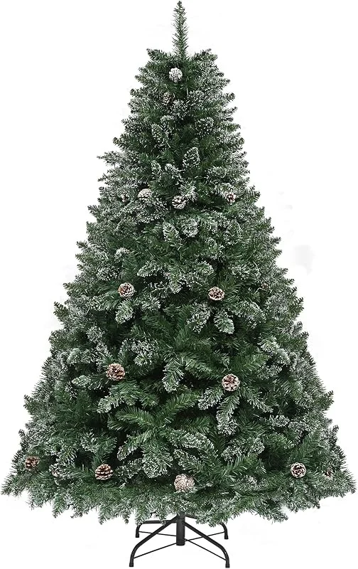 Besuche den YITAHOME-Store YITAHOME 180cm Künstlicher Weihnachtsbaum mit Schnee & Kiefernzapfen, ca. 880 Spitzen, Naturgetreu Tannenbaum mit Klappsystem & Metallständer, Schnellaufbau für Zuhause Geschäfte, 182 x Φ105cm — Weihnachtsdeko