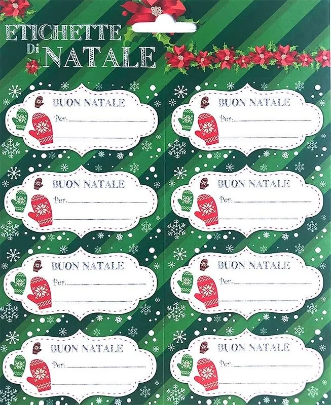Besuche den Grupo Erik-Store Grupo Erik: Weihnachts-Etiketten, selbstklebend, Frohe Weihnachten, 16 Stück Aufkleber für Weihnachten auf Italienisch, als Geschenkanhänger für Weihnachtsgeschenke oder Etiketten — Geschenkverpackung