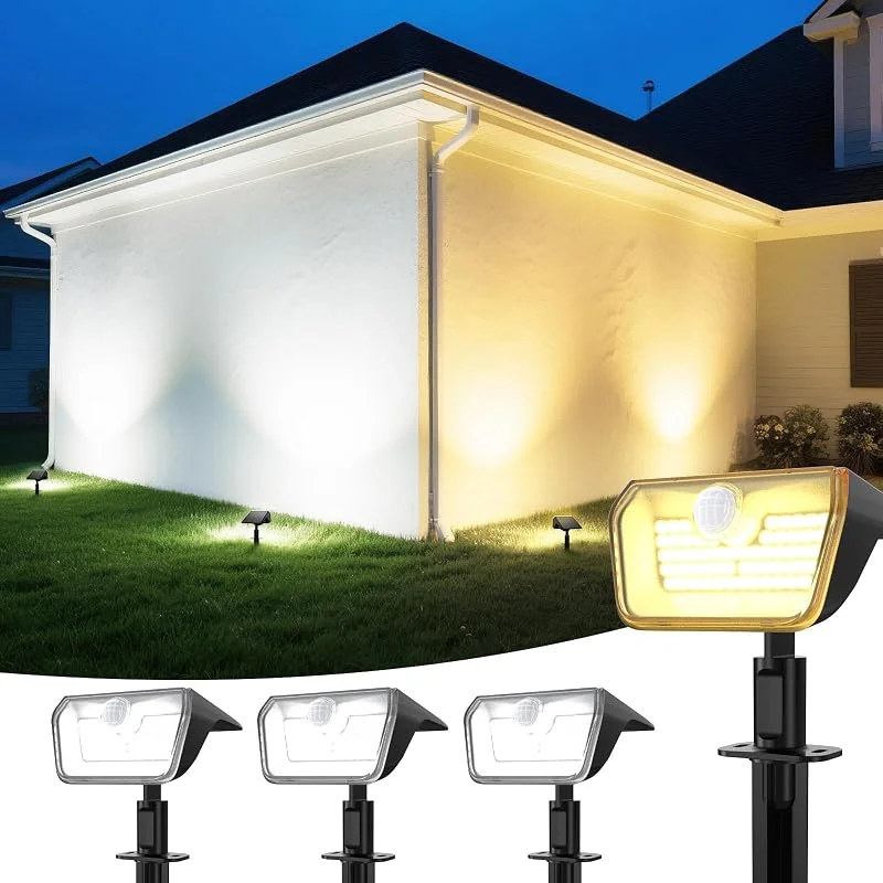 Besuche den Linkind-Store Linkind solarlampen 2 in 1 Solar Strahler Außen mit Bewegungsmelder 3000K & 6500K, 60-LEDs Außen Gartenstrahler mit Dauerlicht und Lade-anzeige, IP67 Wasserdicht Solar Wegelampen 8M, 120°, 3 Stück — Weihnachtsbeleuchtung