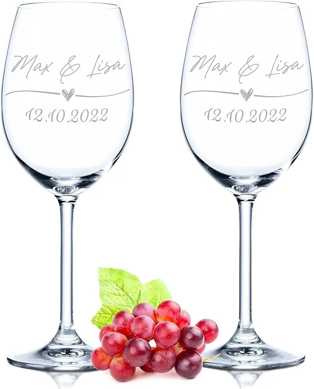 Besuche den GRAVURZEILE-Store GRAVURZEILE Rotweingläser mit Gravur - Wedding Love — Wein und Festtafel