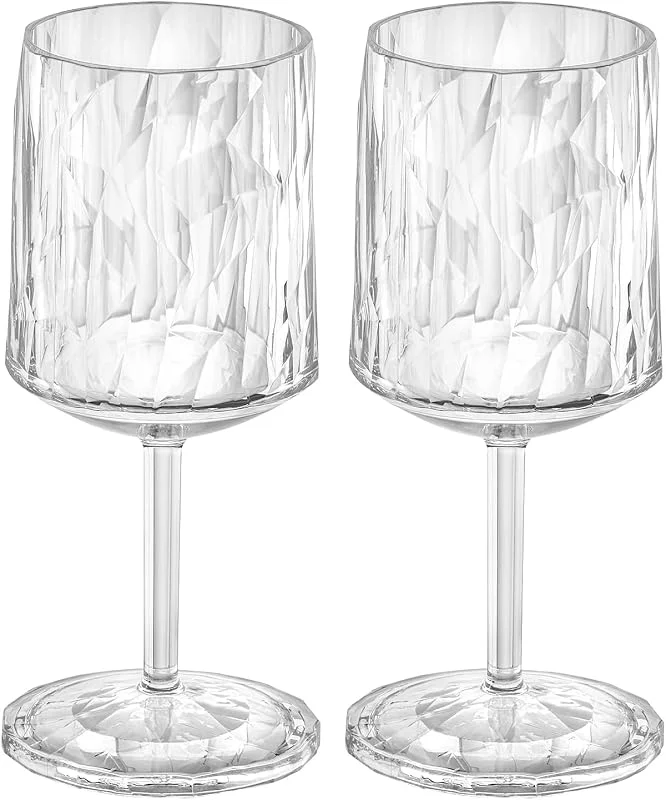 Besuche den Koziol-Store Koziol Superglas Club No. 9, 2 Stück, 200 ml, Weinglas mit Stiel aus kristallklarem Kunststoff, luxuriös, unzerbrechlich, wiederverwendbar, Party, Camping, 2er Set — Wein und Festtafel