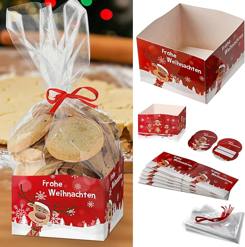Besuche den Cepewa-Store Gebäcktüten Pralinenschachtel 6er Set, Pappschachtel Polybeutel Anhänger Band, Weihnachtsplätzchen Pralinen Geschenktüten (1 x 6er Set Gebäckschachteln) — Geschenkverpackung
