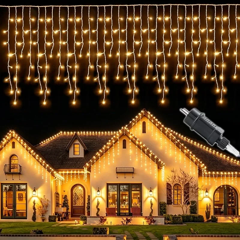 Marke: MOLVCE Eisregen Lichterkette Außen Warmweiß 10M 400Leds Lichterkette — Weihnachtsbeleuchtung