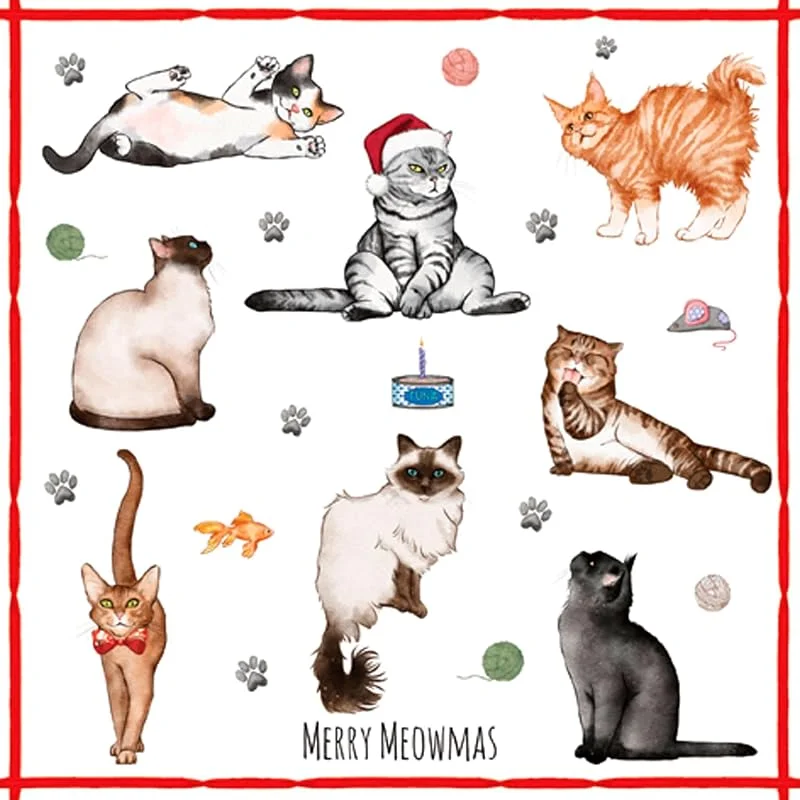Marke: ti-flair 20 Servietten Tiermotive Spaß mit weihnachtlichen Katzen als Tischdeko. Papierservietten mit Motiv. Auch für Decoupage und Serviettentechnik 33x33cm — Advent und Tisch