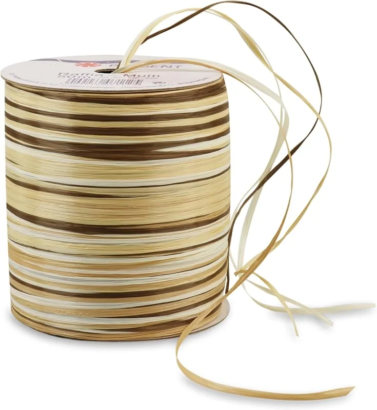 Besuche den PRÄSENT-Store PRÄSENT C.E. Pattberg Raffia-Multicolour Bastband braun-weiß-Creme, 50 m Geschenkband zum Einpacken, 5-strängiges Bastelband für Geschenke, Zubehör zum Dekorieren & Basteln — Geschenkverpackung