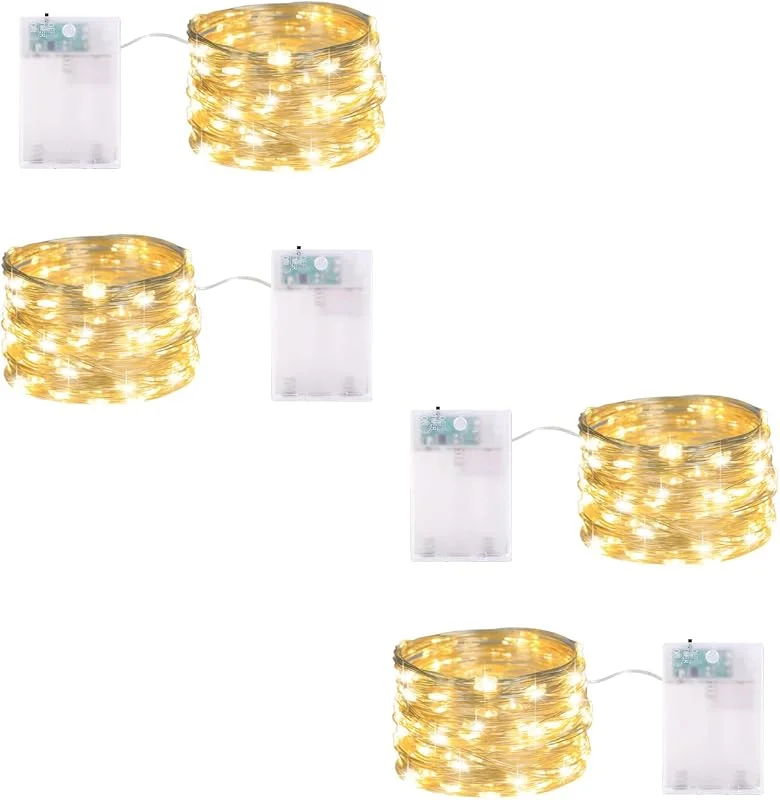 Marke: MOLVCE LED Lichterkette Batterie, 4 Stück 3M 30LED Micro LED Lichterkette, Wasserdicht Silberdraht Lichterketten für Weihnachten, Party, Hochzeit, Balkon, Innen Außen, Warmweiß — Weihnachtsbeleuchtung