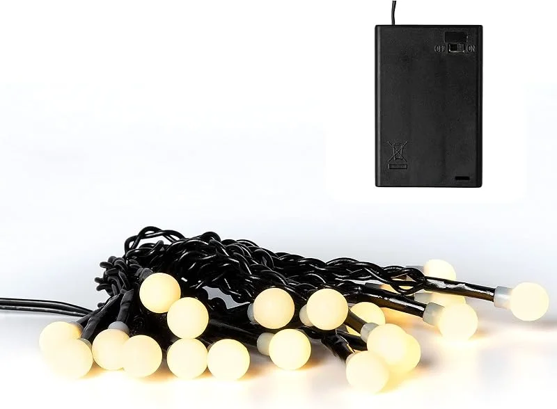 Besuche den hellum-Store hellum Kugel Lichterkette Batterie, 20 LED warmweiß mit Timer für innen — Weihnachtsbeleuchtung