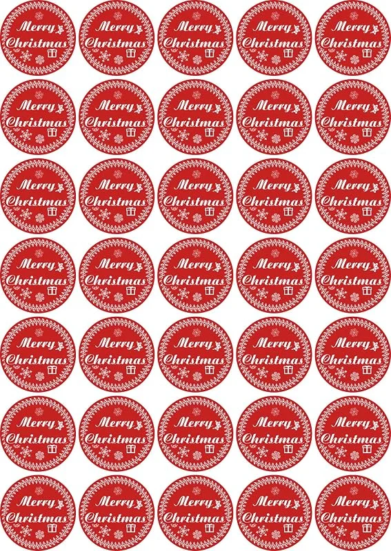 Besuche den INDIGOS UG-Store Merry Christmas - Aufkleber rund 30x30mm für Weihnachten 35 Stück - rot Vintage - Labels - Stickers - Weihnachtskalender - Weihnachten - Advent - rund - zum Aufkleben für Geschenke oder Karten — Geschenkverpackung